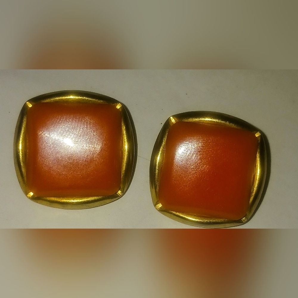 Sophisticated Orange and Gold Statement Earrings
